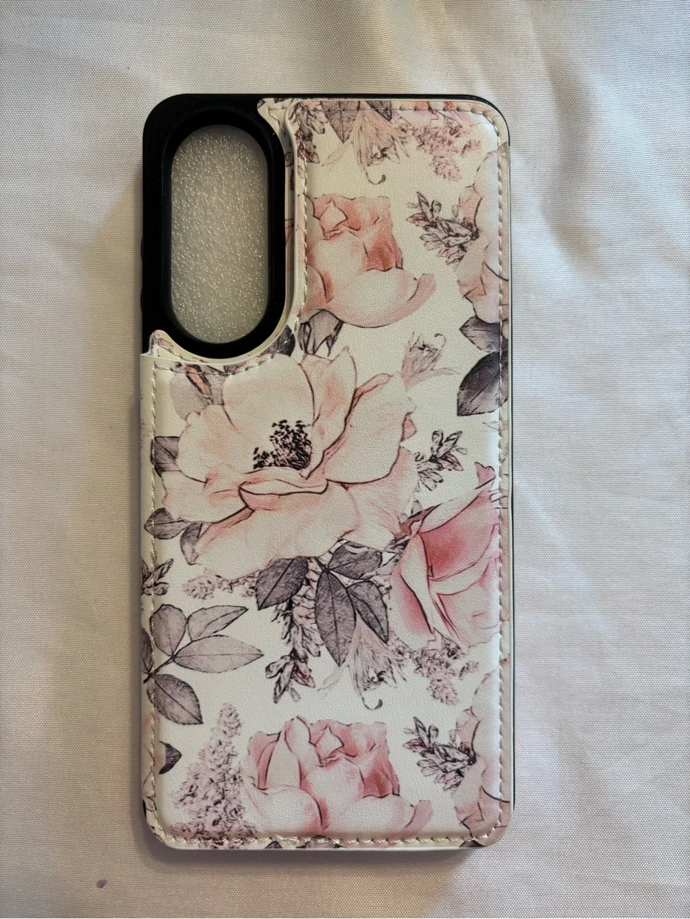 Floral Wallet Phone Case with Card Slots - Pink Floral
